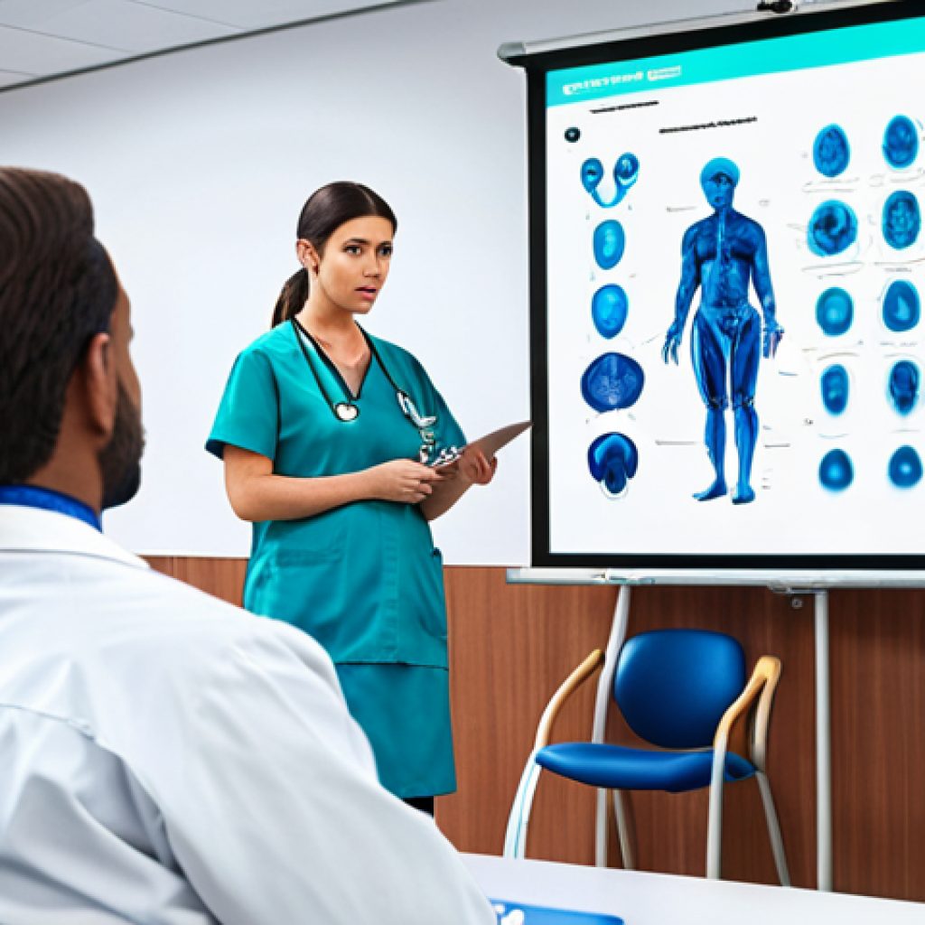 **A doctor attending a CME course, set in a modern conference hall with medical professionals exchanging ideas.** (Focus: Continuous Medical Education)