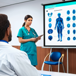 **A doctor attending a CME course, set in a modern conference hall with medical professionals exchanging ideas.** (Focus: Continuous Medical Education)