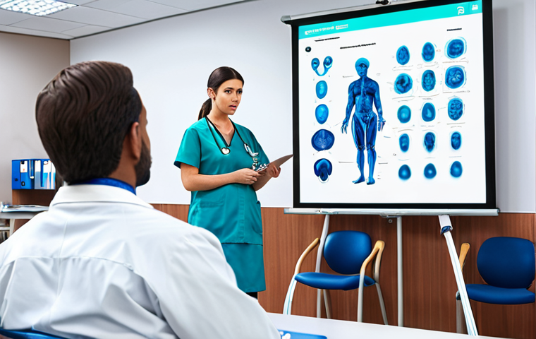 **A doctor attending a CME course, set in a modern conference hall with medical professionals exchanging ideas.** (Focus: Continuous Medical Education)
